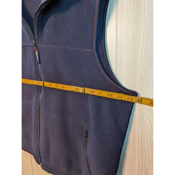 Eddie Bauer Polartec Navy Blue Fleece Full Zip Vest Size Large L Sleeveless - Picture 5 of 6
